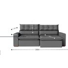 Sofá 190cm Retrátil E Reclinável Molas Ensacadas Cinza