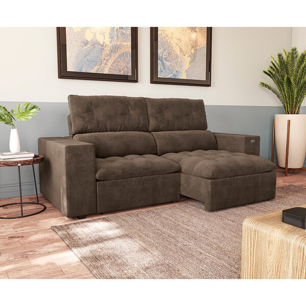 Sofá 2,08 Metros Retrátil E Reclinável Kappesberg New Vintage