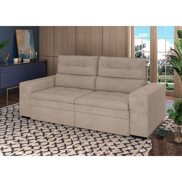 Sofá 2,20 Metros Retrátil E Reclinável Com Baú Besthouse Canc