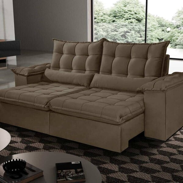 Sofá 2,30 Retrátil E Reclinável Malibu Com Molas Bonnel 3 Lug