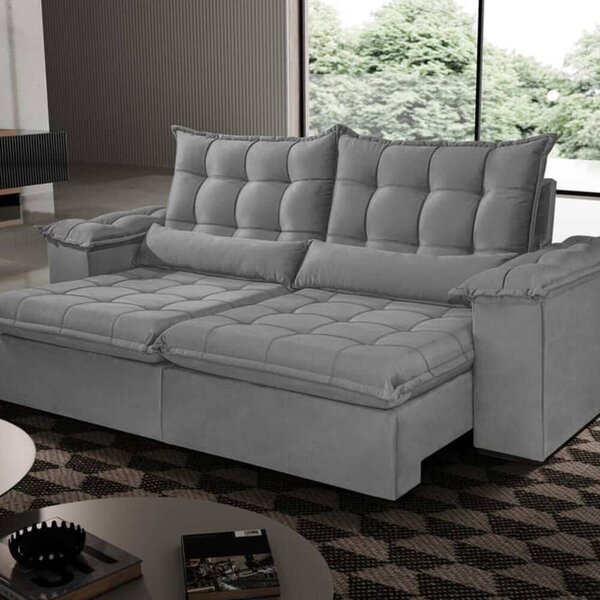 Sofá 2,30 Retrátil E Reclinável Malibu Com Molas Bonnel 3 Lug