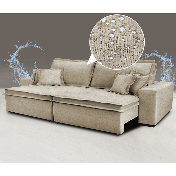 Sofá 2,32m Tecido Impermeabilizado De Linho Com Molas Cama In