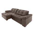 Sofá 2,4m Retrátil E Reclinável Suede Animalle Pérola Marrom