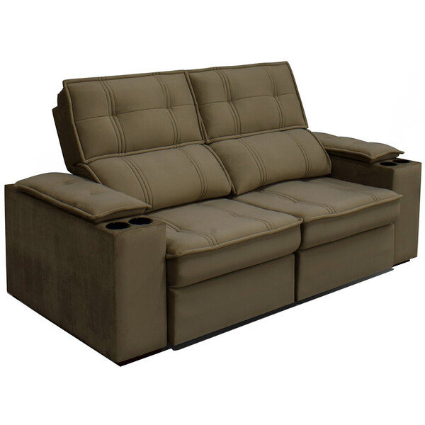 Sofá 2,54 Metros Reclinável Gralha Azul Ferrara, Veludo 3016 Leroy