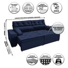 Sofá 2,62m Austrália Retrátil Reclinável Suede Azul