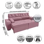 Sofá 2,62m Austrália Retrátil Reclinável Suede Rosa