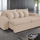 Sofá 2,70 Retrátil E Itaguaí Com Molas Bonnel 5 Lugares Bege