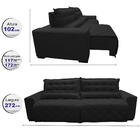 Sofá 2,72m Retrátil E Reclinável Com Molas Cama Inbox Plus Te