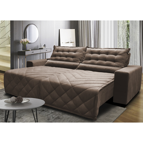 Sofá 2,82m Retrátil E Reclinável Com Molas Cama Inbox Plus Te