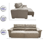 Sofá 2,82m Retrátil E Reclinável Com Molas Cama Inbox Top Tec