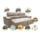 Sofá 2,82m Retrátil E Reclinável Com Molas Cama Inbox Top Tec