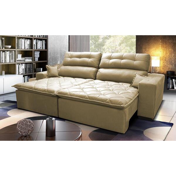 Sofá 2,92m Retrátil E Reclinável Com Molas Cama Inbox Confort