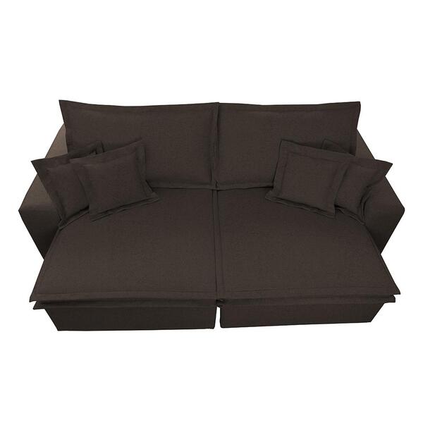 Sofá 2,92m Tecido Impermeabilizado De Linho Com Molas Cama In