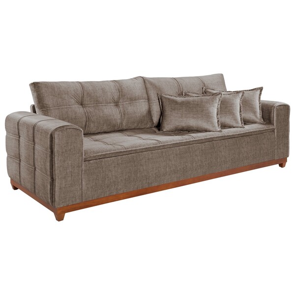 Sofá 200 Cm Sala De Estar Lúcia Veludo Marrom G30 - Gran Belo