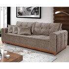 Sofá 200 Cm Sala De Estar Lúcia Veludo Marrom G30 - Gran Belo