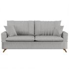 Sofá 200cm 3 Lugares Com Almofadas Pés Curvos Veras Linho D05