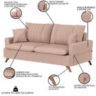 Sofá 200cm 3 Lugares Com Almofadas Pés Curvos Veras Linho D05