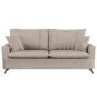 Sofá 200cm 3 Lugares Com Almofadas Pés Curvos Veras Linho D05