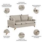 Sofá 200cm 3 Lugares Com Almofadas Pés Curvos Veras Linho D05