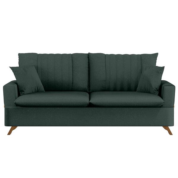 Sofá 200cm 3 Lugares Com Almofadas Pés Curvos Veras Linho D05