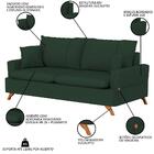 Sofá 200cm 3 Lugares Com Almofadas Pés Curvos Veras Suede D05