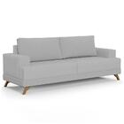 Sofá 200cm 3 Lugares Pés Curvos Santi Linho D05 Cinza - Mpoze