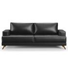 Sofá 200cm 3 Lugares Pés Curvos Santi Sintético D05 Preto - M