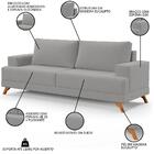 Sofá 200cm 3 Lugares Pés Curvos Santi Suede D05 Cinza - Mpoze