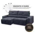 Sofá 200cm Retrátil E Reclinável 4 Lugares Houston Chumbo