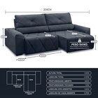 Sofá 200cm Retrátil E Reclinável 4 Lugares Houston Chumbo