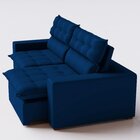 Sofá 210 Cm Retrátil E Reclinável Molas Ensacadas Azul