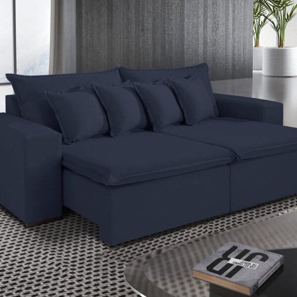 Sofá 210 Cm Retrátil Itaguaí Com Molas Bonnel 3 Lugares Velud