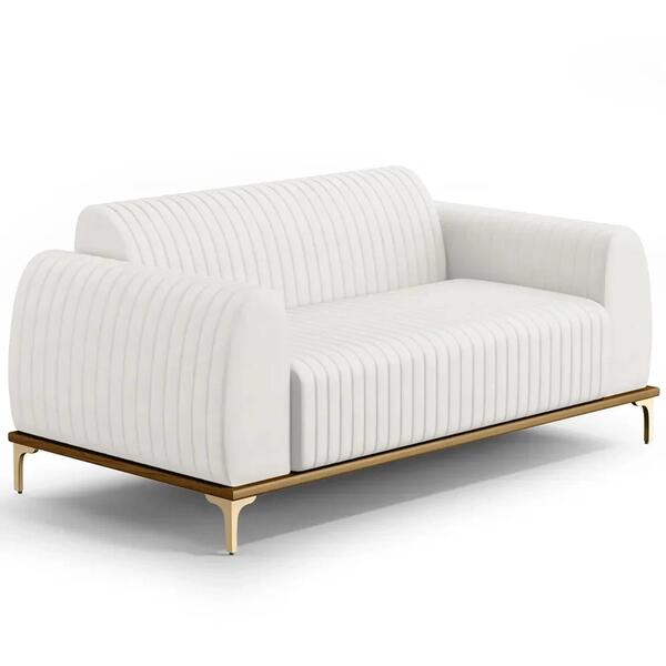 Sofá 210cm 3 Lugares Base Gold Molino D06 Pu C-12 Branco - Mp
