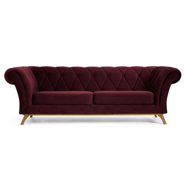 Sofá 210cm 3 Lugares Base Madeira Império B-278 Veludo Marsal