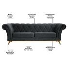 Sofá 210cm 3 Lugares Base Madeira Império B-317 Veludo Cinza