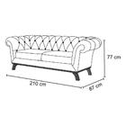 Sofá 210cm 3 Lugares Base Madeira Império B-317 Veludo Cinza