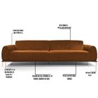 Sofá 210cm 3 Lugares Molino Veludo Telha