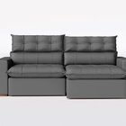 Sofá 210cm Retrátil E Reclinável Molas Ensacadas Cinza