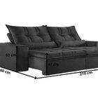 Sofá 210cm Retrátil E Reclinável Zoy Com Molas Bonnel Bege