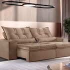 Sofá 210cm Retrátil E Reclinável Zoy Com Molas Bonnel Bege