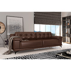 Sofá 215cm Decorativo Sala De Estar Agostino Couro Marrom G52