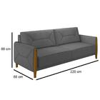 Sofá 220cm 3 Lugares Quebec M22 Linho Cinza Escuro - Mpozenato