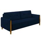Sofá 220cm 3 Lugares Quebec M22 Veludo Azul Marinho - Mpozena