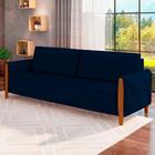 Sofá 220cm 3 Lugares Quebec M22 Veludo Azul Marinho - Mpozena