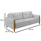 Sofá 220cm 3 Lugares Quebec M22 Veludo Cinza - Mpozenato