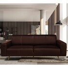 Sofá 225 Cm Pés Palito 3 Lugares Quebec T02 Couro Marrom - Mp