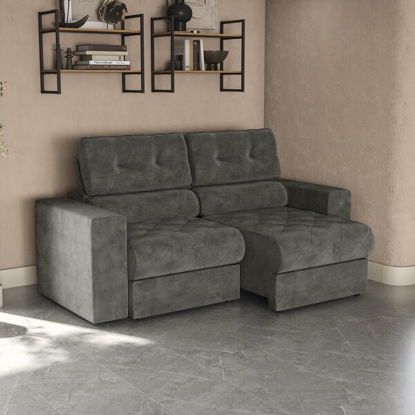 Sofá 230 Cm Retrátil E Reclinável Delta Chumbo