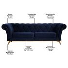 Sofá 230cm 3 Lugares Base Madeira Império Veludo Marinho