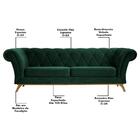 Sofá 230cm 3 Lugares Base Madeira Império Veludo Musgo Domi