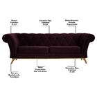 Sofá 230cm 3 Lugares Base Madeira Império Veludo Uva Domi